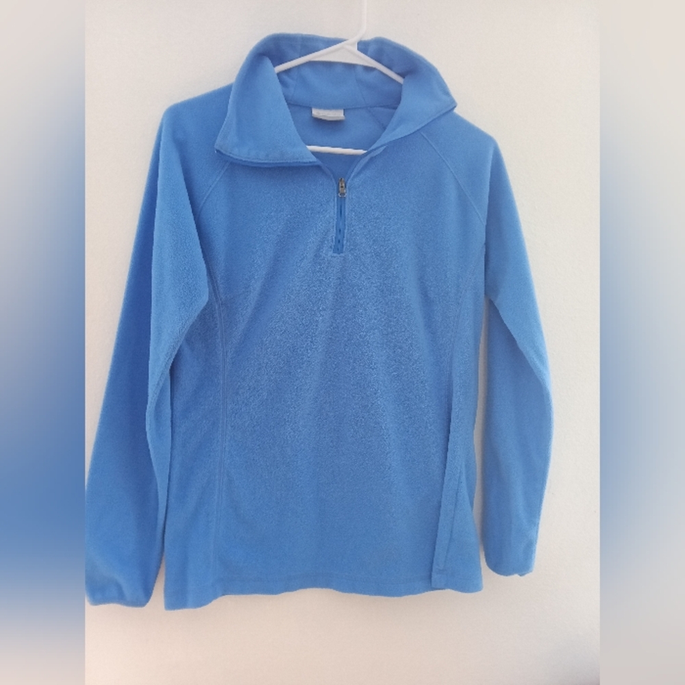 Columbia Light Blue Quarter-Zip Teddy Fleece Jacket